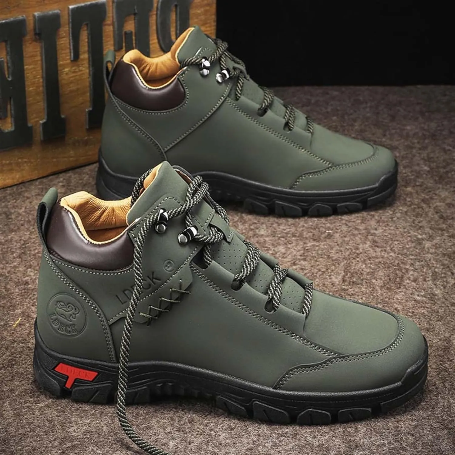 Mens Outdoor Lightweight Hiking Shoes Waterproof Trailing Trekking Breathable Walking Shoes Non Slip Comfortable Lace Up Sneakers Round Toe Arch Support Running Sports Shoes
