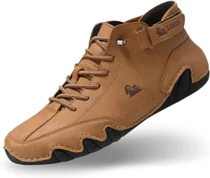 Men's Waterproof High Top Chukka Boots - Handmade Italian Suede, Non-Slip & Breathable Outdoor Casual Shoes