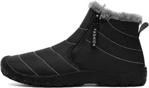 Men's Waterproof Snow Ankle Boots Winter Fur Lined Warm Zipper Closure One-Step Anti-Slip Outdoor Ankle Boots Mountaineering Hiking Warm Ankle Boots