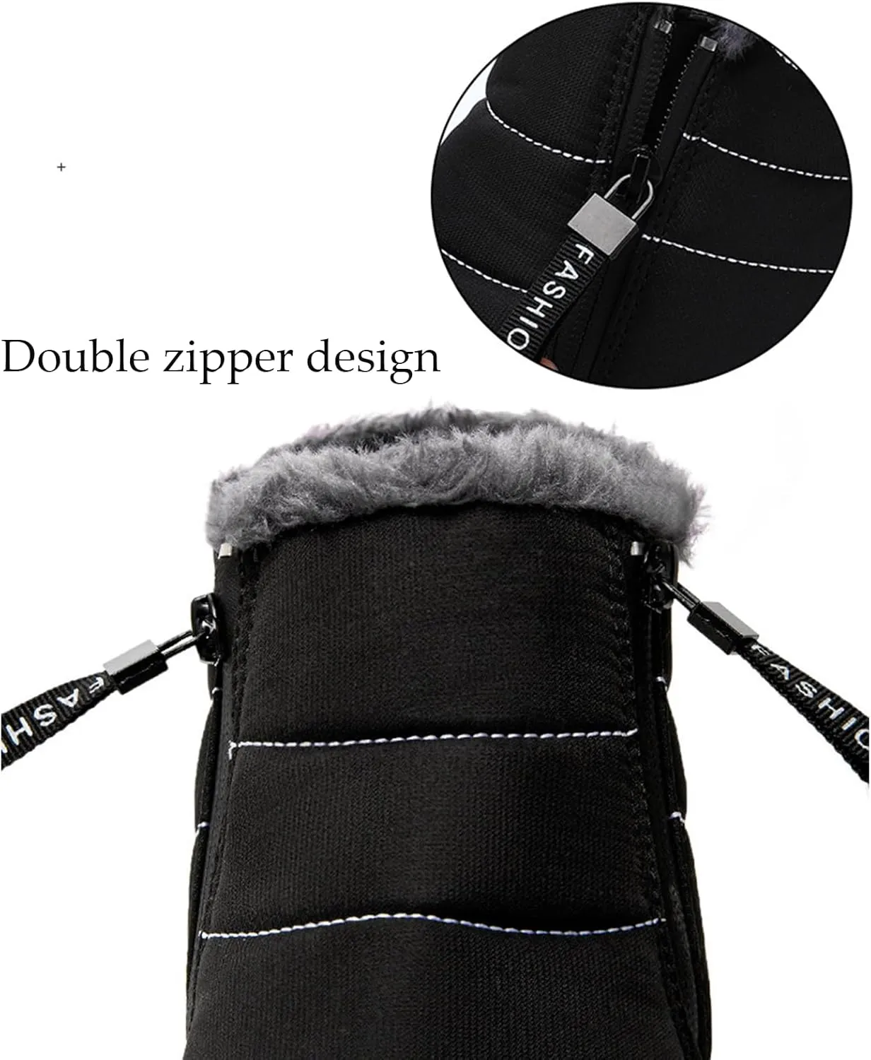 Men's Waterproof Snow Ankle Boots Winter Fur Lined Warm Zipper Closure One-Step Anti-Slip Outdoor Ankle Boots Mountaineering Hiking Warm Ankle Boots