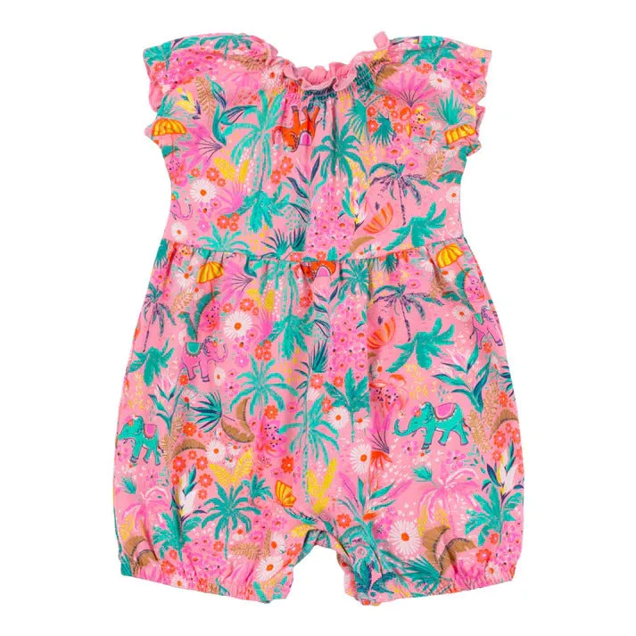 Nano Baby Girl's Asian Elephant Pink Romper