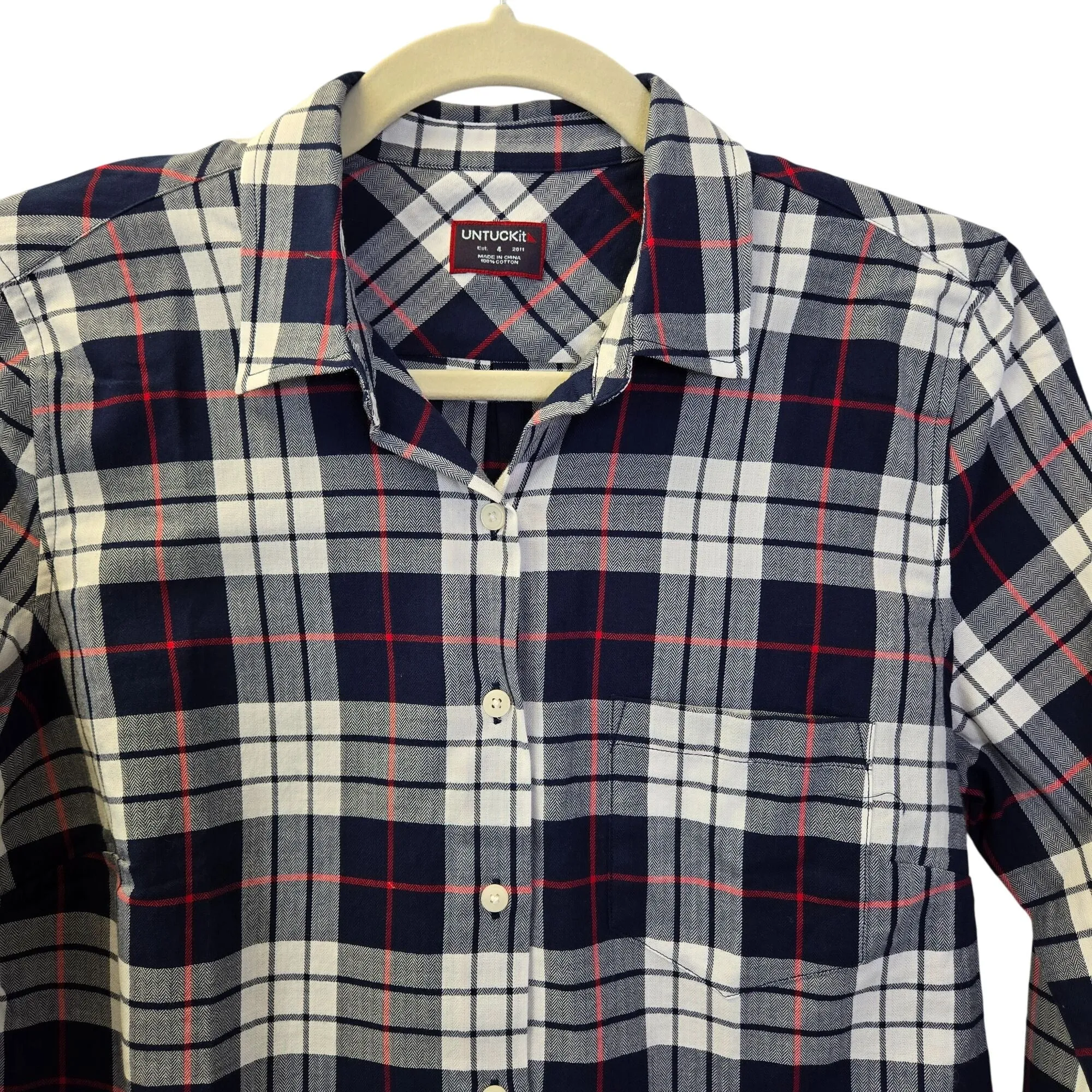 NWT UNTUCKit  Citra Plaid Long Sleeve Button Down Shirt Size 4