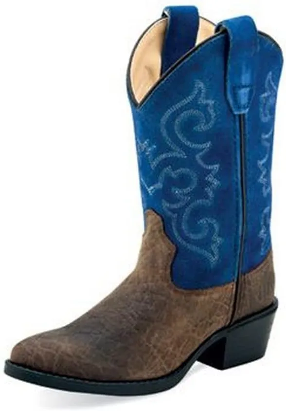 Old West Boots Girl's Blue Suede (Toddler/Little Kid)