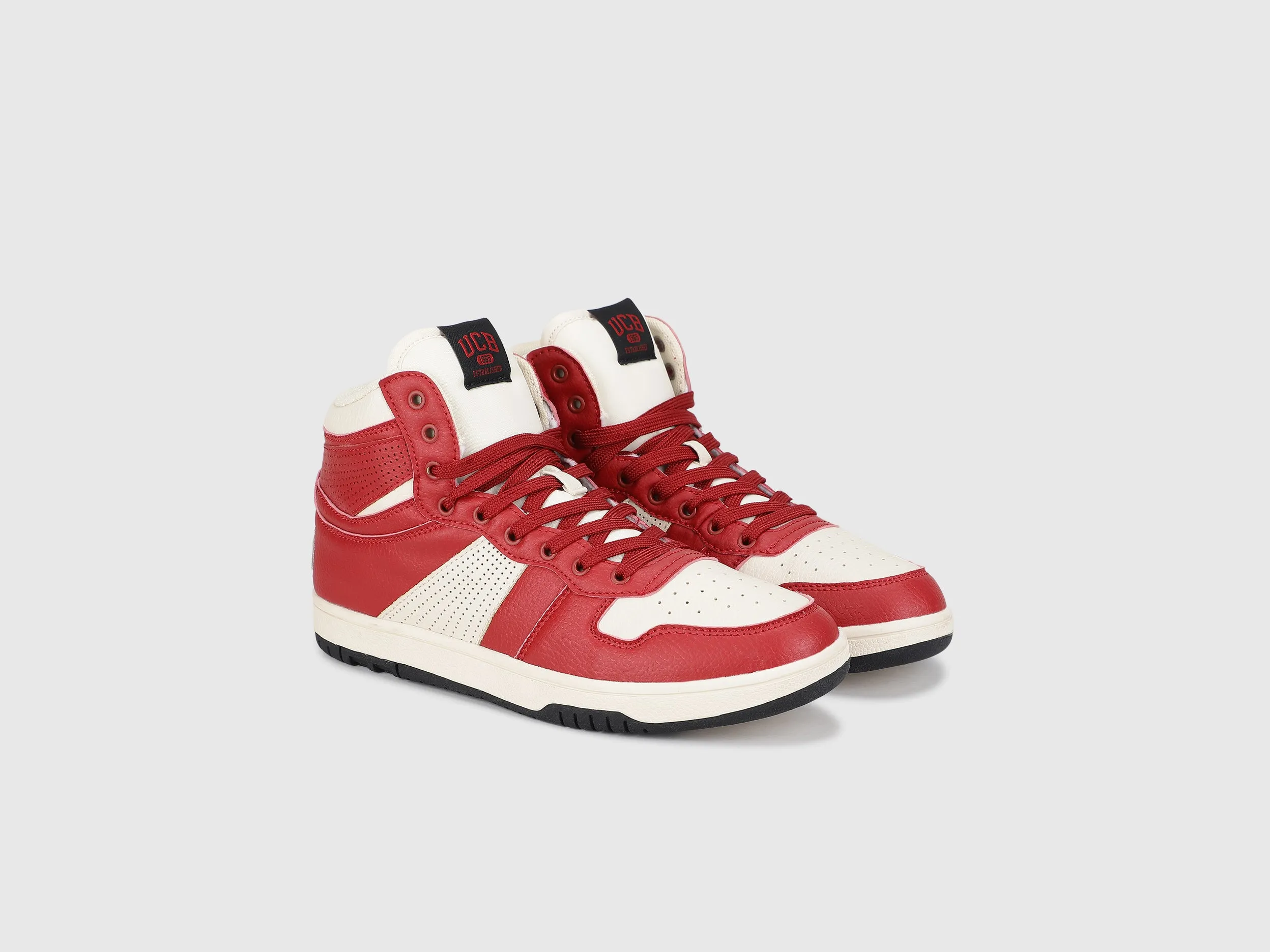 Perforations Lace-Up High Top Sneakers