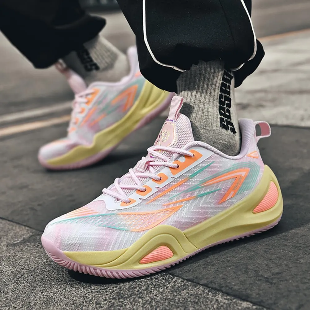 Pro Outdoor Basketball Shoes - Men/Women High-Top Court Sneakers | Lightning Grip Rubber Sole & Q-Cloud Cushion | 3D Support for Dunking, Volleyball, Streetwear