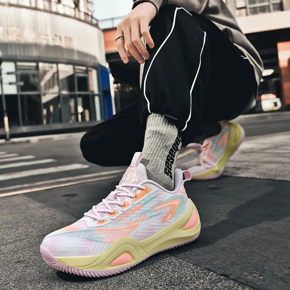 Pro Outdoor Basketball Shoes - Men/Women High-Top Court Sneakers | Lightning Grip Rubber Sole & Q-Cloud Cushion | 3D Support for Dunking, Volleyball, Streetwear