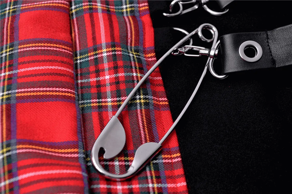 Punk-Chic Asymmetric Plaid Mini Skirt for Women