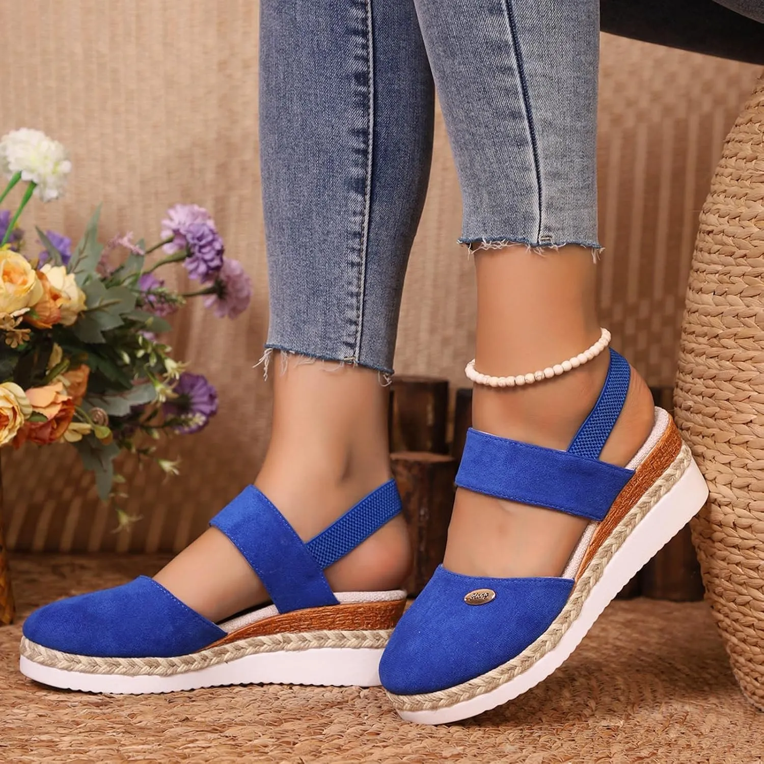 Sandals for Women Dressy Closed Toe Espadrilles Platform Wedge Heels Orthopedic Sandals Ankle Strap Sandal