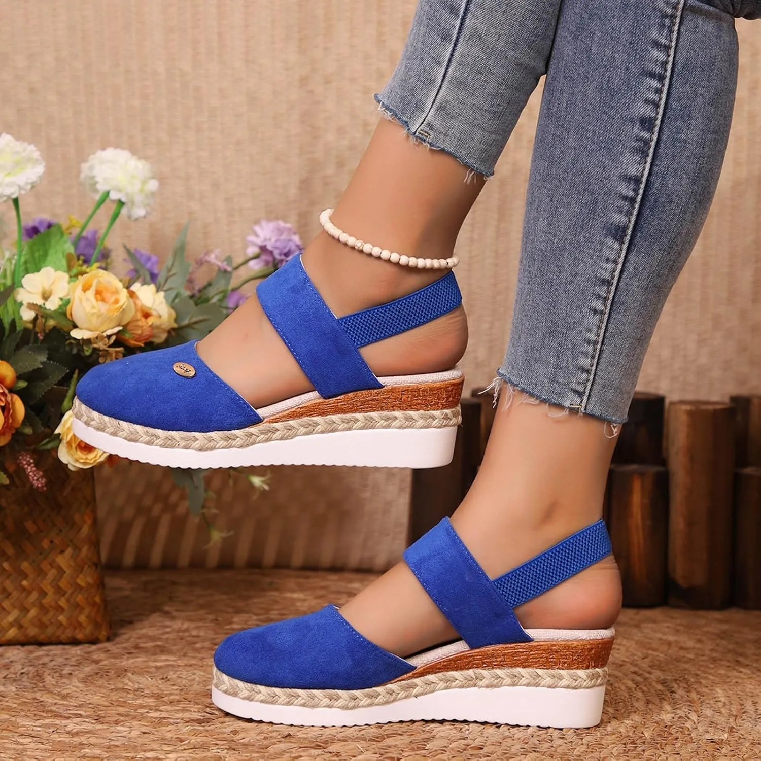 Sandals for Women Dressy Closed Toe Espadrilles Platform Wedge Heels Orthopedic Sandals Ankle Strap Sandal