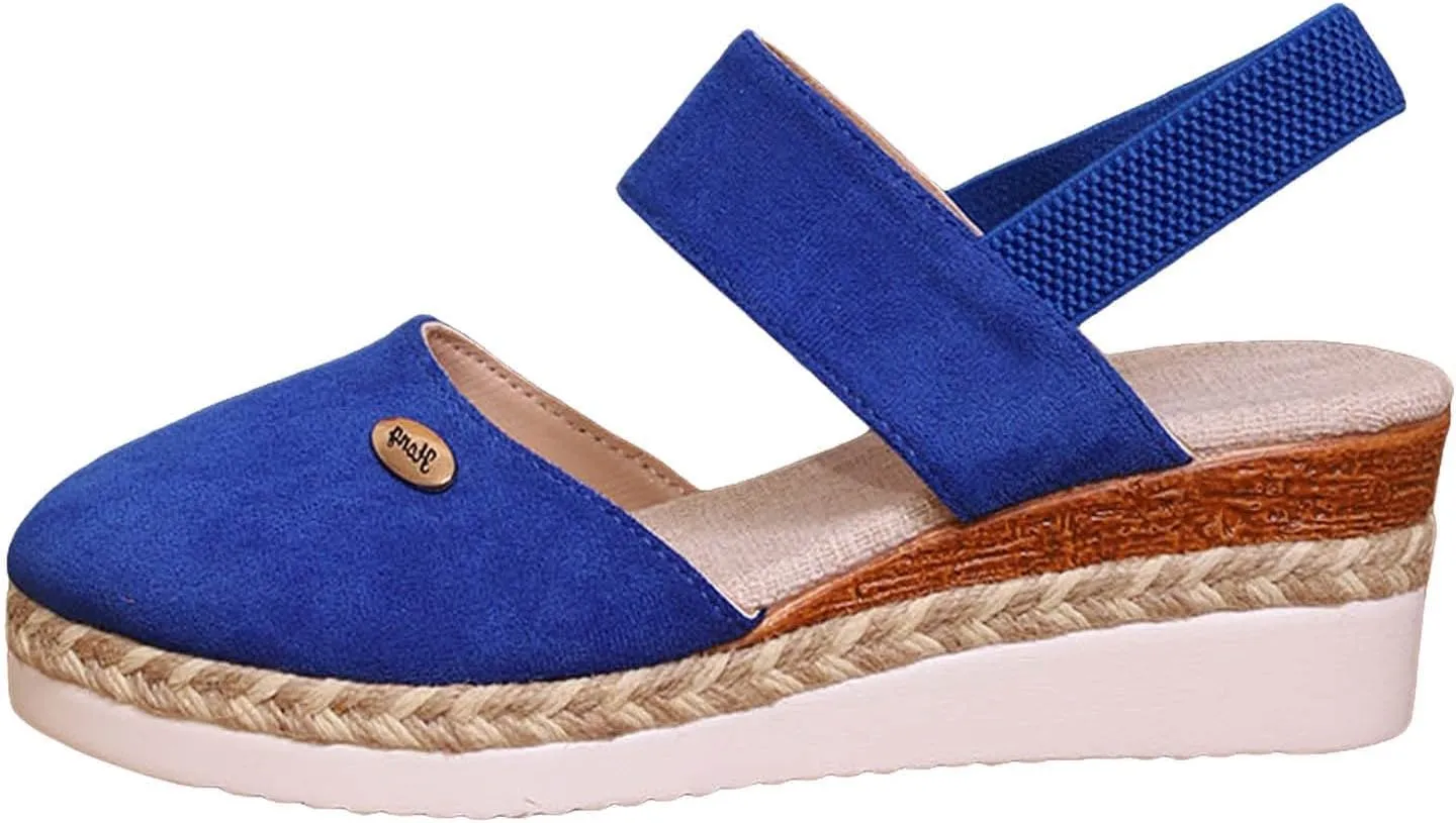 Sandals for Women Dressy Closed Toe Espadrilles Platform Wedge Heels Orthopedic Sandals Ankle Strap Sandal