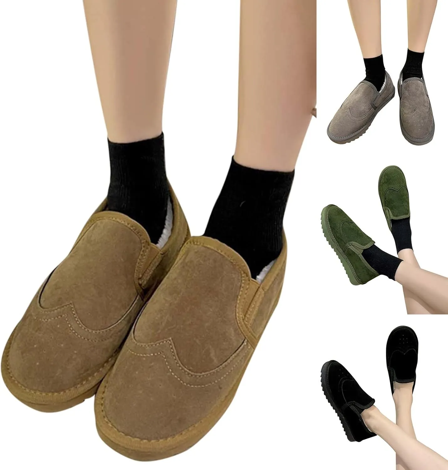 SBGMoSJ Slip on Winter Boots for Women Black Womens Winter Boots Waterproof Insulated Fur Boots for Women Winter Outdoor Work Boots for Women Waterproof Botas De Invierno Impermeables Para Mujer