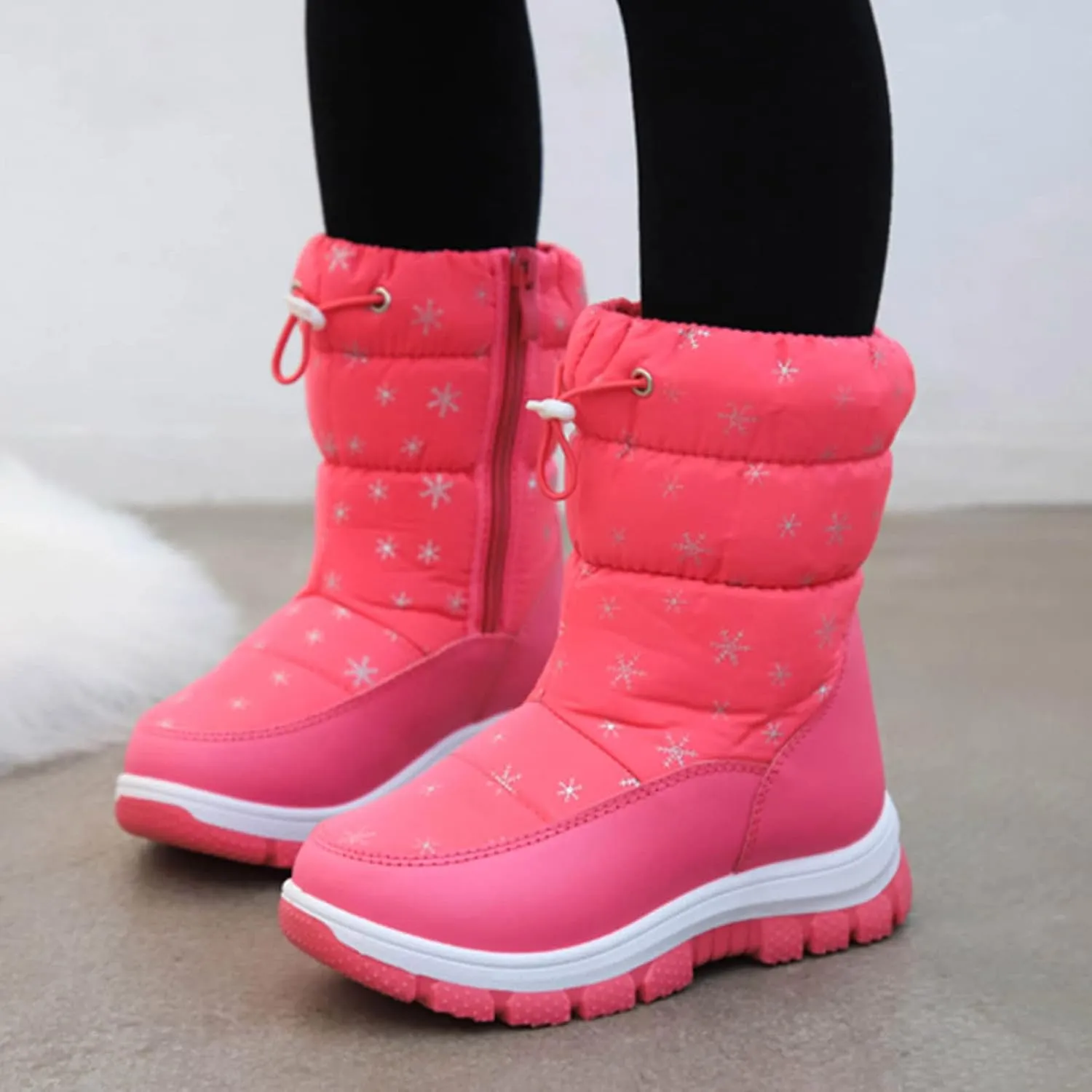 sfdgfhyf Toddler School Boots Fashion Winter Children Snow Boots Boys And Girls Thick Soles Non Slip And Upper Mid Calf