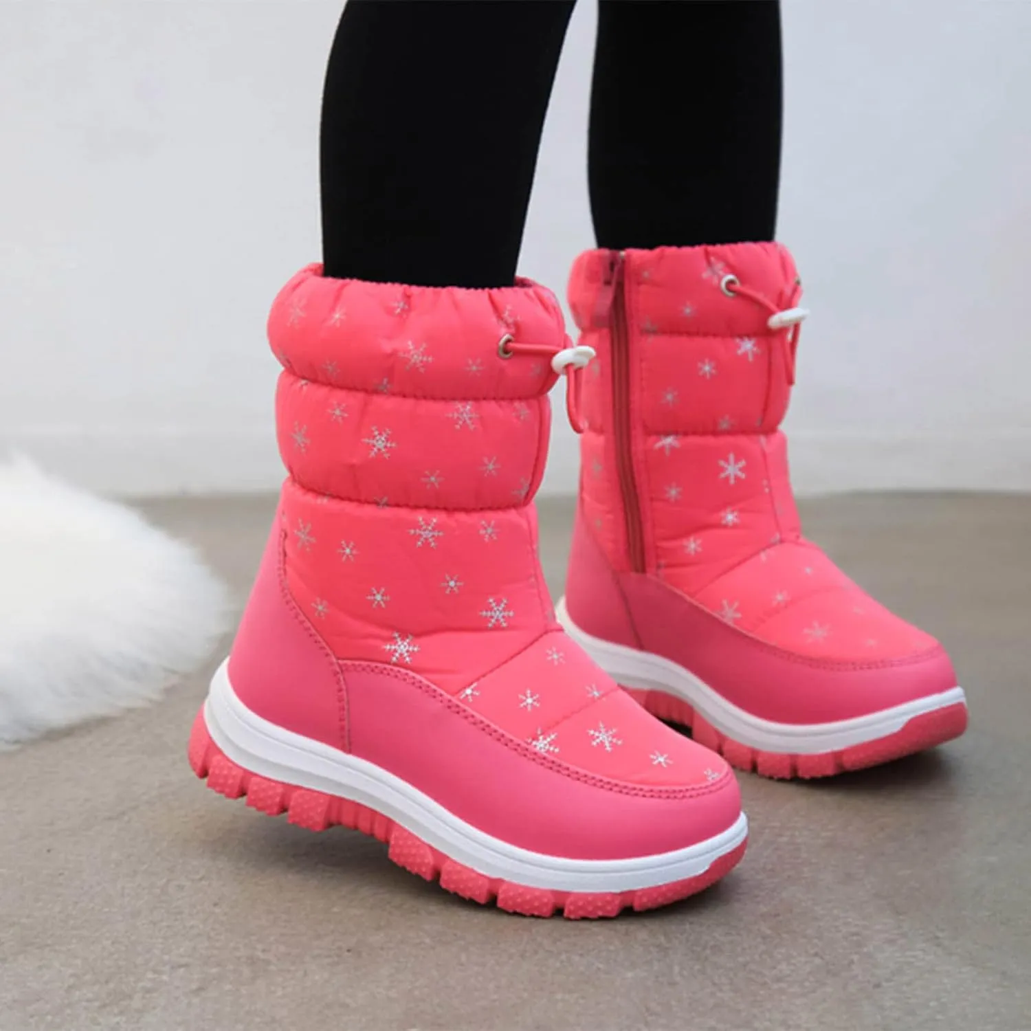sfdgfhyf Toddler School Boots Fashion Winter Children Snow Boots Boys And Girls Thick Soles Non Slip And Upper Mid Calf