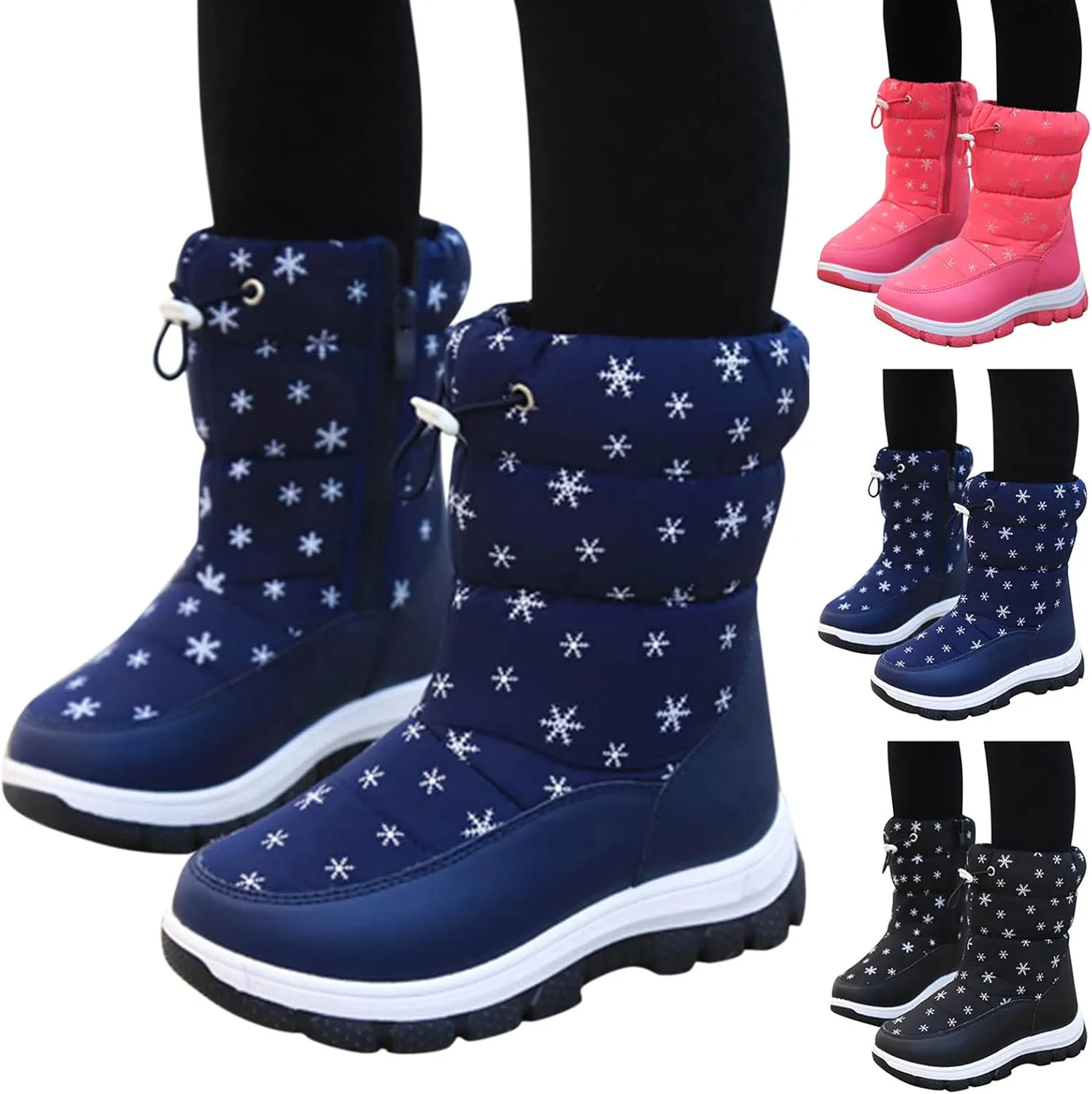 sfdgfhyf Toddler School Boots Fashion Winter Children Snow Boots Boys And Girls Thick Soles Non Slip And Upper Mid Calf