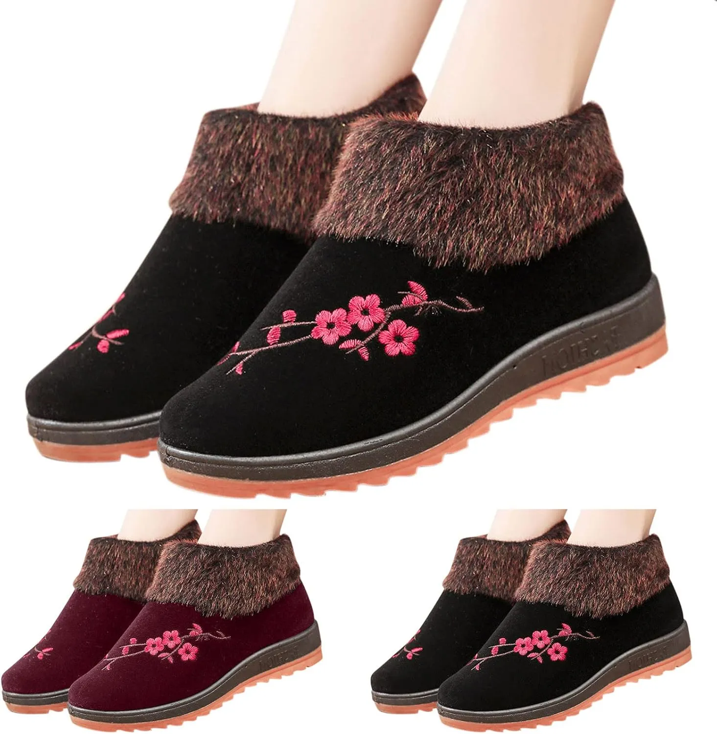 Slip on Winter Boots for Women Wide Women Waterproof Snow Boots Size 7 Womens Snow Boots Waterproof Size 8 Chunky Heel Winter Boots for Women Botas De Invierno Para Mujer Elegantes