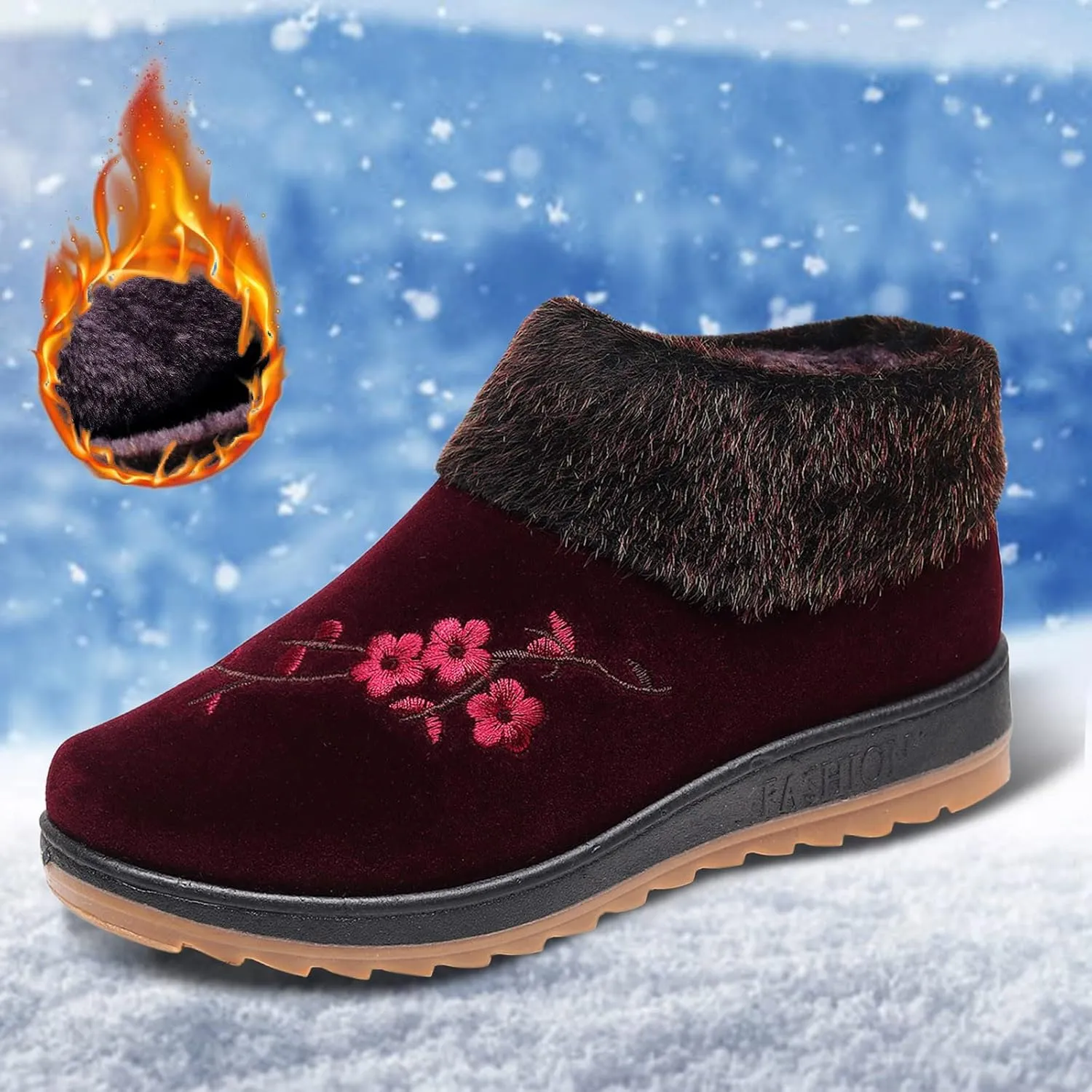 Slip on Winter Boots for Women Wide Women Waterproof Snow Boots Size 7 Womens Snow Boots Waterproof Size 8 Chunky Heel Winter Boots for Women Botas De Invierno Para Mujer Elegantes