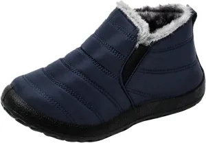 Slip on Winter Boots for Women Wide Womens Waterproof Snow Boots Knee High Women's Leather Winter Boots White Tall Snow Boots for Women White Botas Invierno Mujer Elegantes