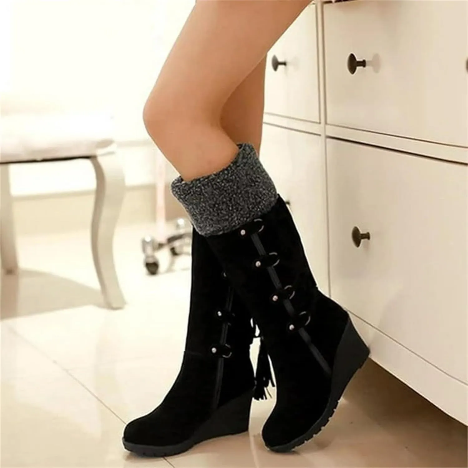 Snow Boot for Women Size 7 Womens Snow Boots Warm Ankle Booties Waterproof Fuzzy Winter Boots Wide Width for Women Womens Work Boots Waterproof Slip Resistant Botas Waterproof Para Mujer Nieve