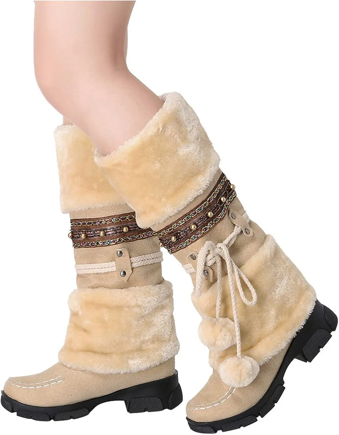 Snow Boots Cute Snow Boots for Women Waterproof Warm Non Slip Snow Boots for Women Wide Extra Wide Calf Womens Snow Boots Winter Womens Boots Snow Womens Winter Ankle Boots