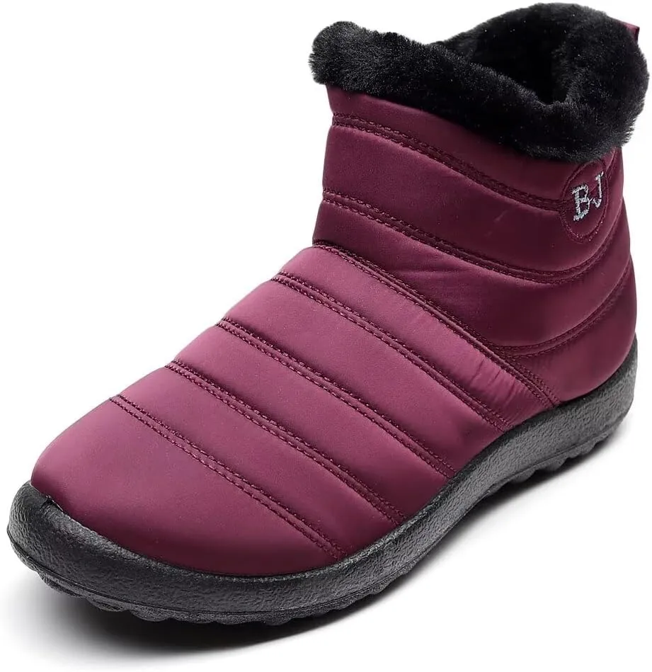 Stunner Women Winter Snow Boots Warm Fur Lined Ankle Boot Outdoor Slip On Waterproof Hiking Winter Shoes