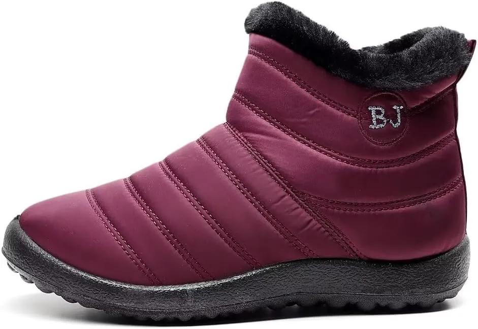 Stunner Women Winter Snow Boots Warm Fur Lined Ankle Boot Outdoor Slip On Waterproof Hiking Winter Shoes