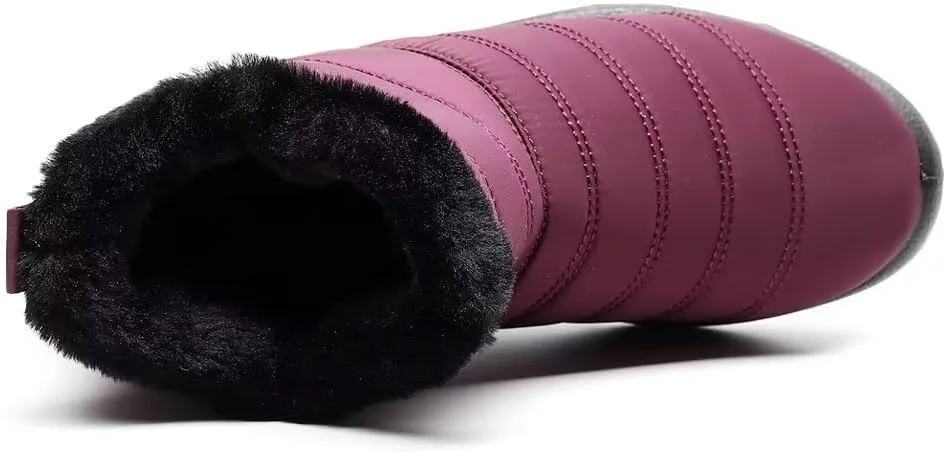 Stunner Women Winter Snow Boots Warm Fur Lined Ankle Boot Outdoor Slip On Waterproof Hiking Winter Shoes