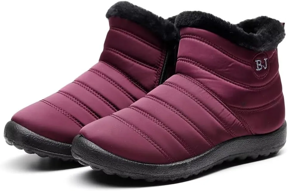Stunner Women Winter Snow Boots Warm Fur Lined Ankle Boot Outdoor Slip On Waterproof Hiking Winter Shoes