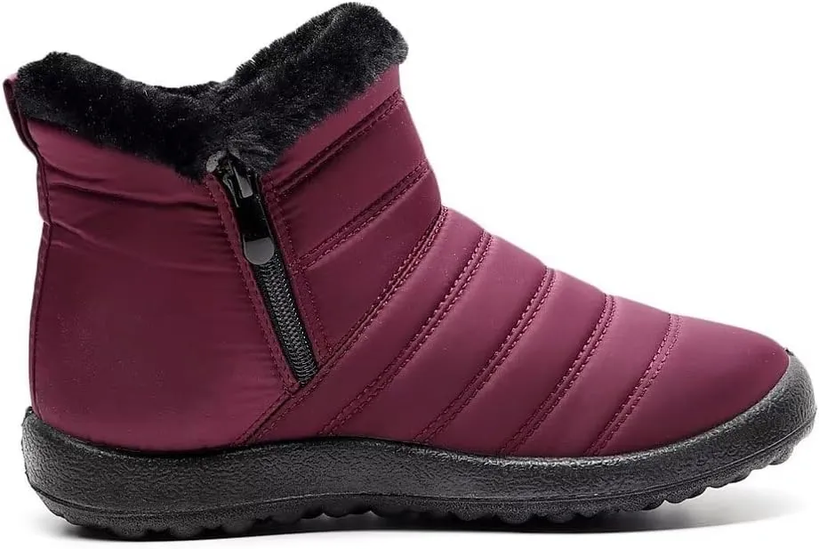 Stunner Women Winter Snow Boots Warm Fur Lined Ankle Boot Outdoor Slip On Waterproof Hiking Winter Shoes