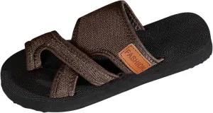 SuanlaTDS Flat Summer Sandals for Women 2025 Toe Ring Dressy Platform Slip-on Slippers Slides Sandal Flip Flops Breathable Mesh Thick Sole Low Heel Comfortable Boho Outdoor Walking Beach Shoes