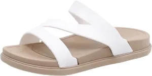 SuanlaTDS Women's Flat Sandals Comfortable 2025 Wedge Arch Support Open Toe Summer Beach Slippers Bohemian Low Heels Walking Shoes Outdoor Casual Dressy Flats Slip On Slides Sandal