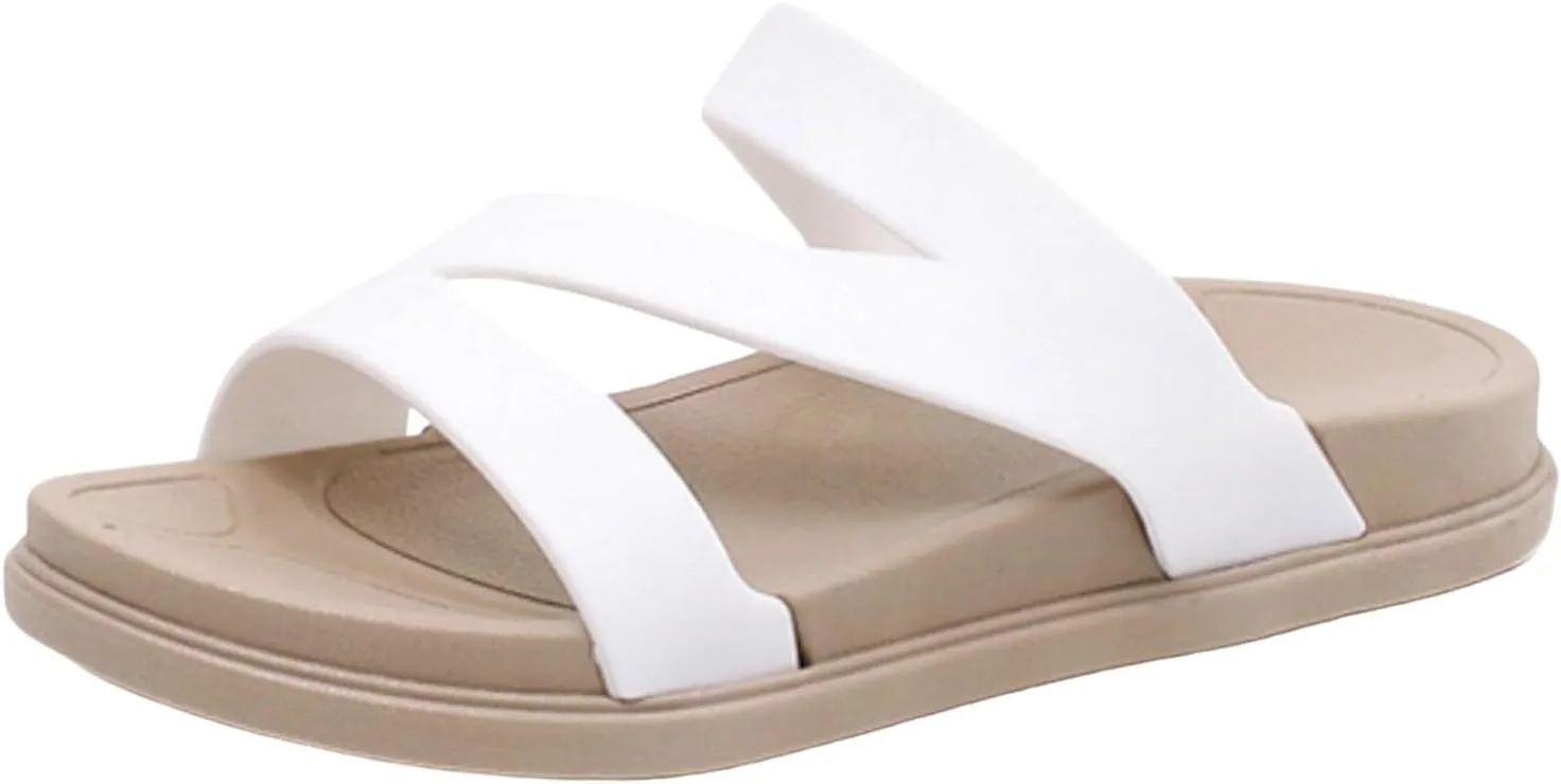 SuanlaTDS Women's Flat Sandals Comfortable 2025 Wedge Arch Support Open Toe Summer Beach Slippers Bohemian Low Heels Walking Shoes Outdoor Casual Dressy Flats Slip On Slides Sandal