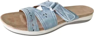 SuanlaTDS Women's Flat Sandals Comfortable Orthopedic Arch Support Dressy Open Toe Walking Shoes Outdoor Summer Thick Sole Bohemian Beach Slip On Low Heel Slides Flats Sandal Slippers