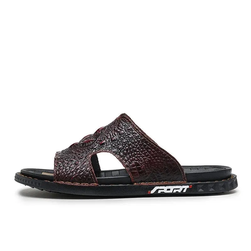 Summer Men Sandals Leather Designer Slippers Men Flip Flops Fashion Casual Beach Slides Outdoor Plus Size Slippers