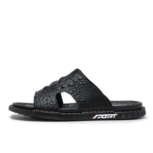 Summer Men Sandals Leather Designer Slippers Men Flip Flops Fashion Casual Beach Slides Outdoor Plus Size Slippers