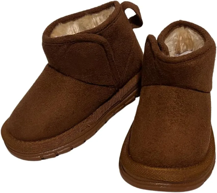 Toddler Girl Boy Winter Anti-Slip Faux Fur Boots Suede