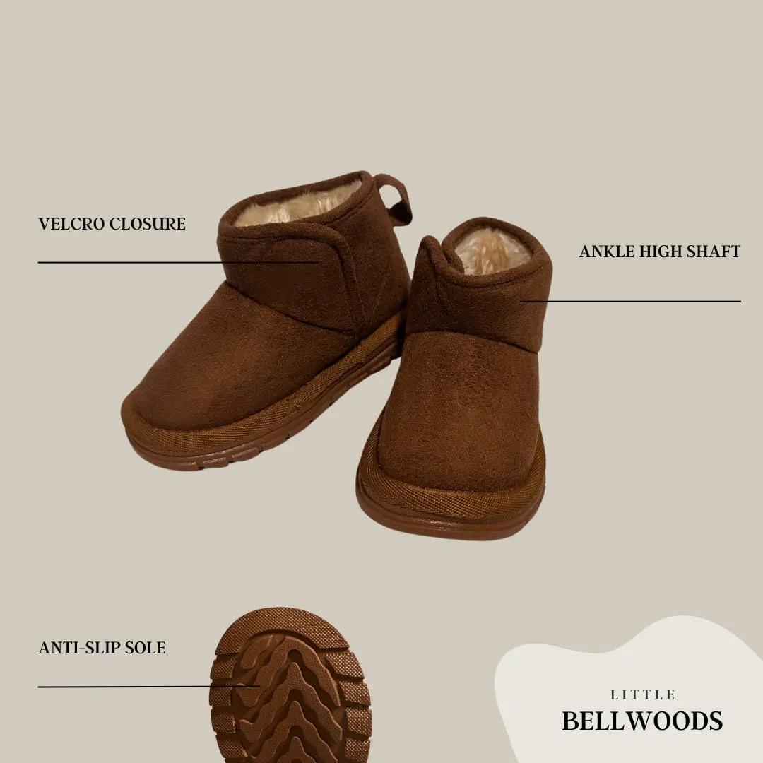 Toddler Girl Boy Winter Anti-Slip Faux Fur Boots Suede