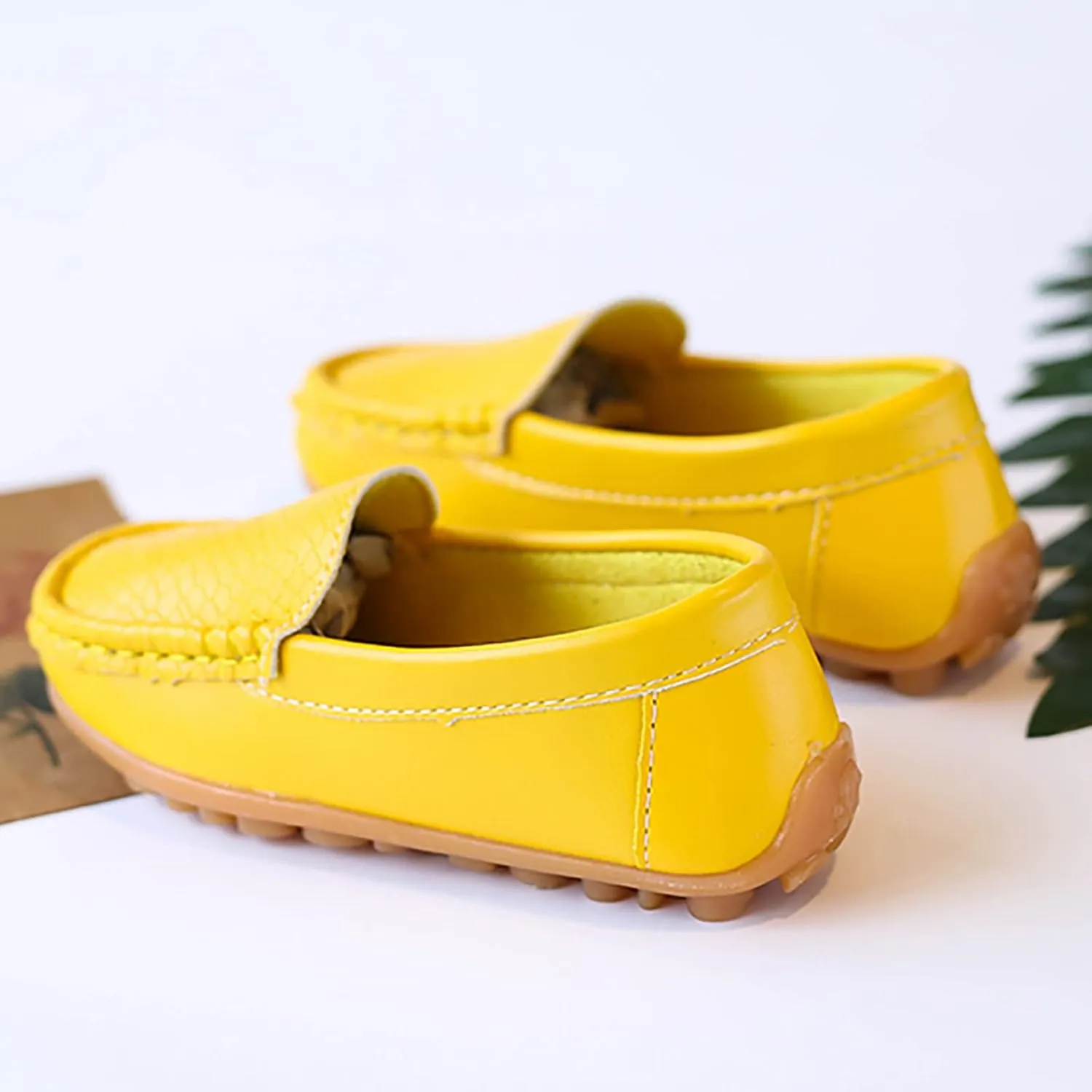 Toddler Little Kid Boys Girls Soft Slip On Loafers Dress Flat Shoes Boat Shoes Casual Infant Shoes Boys (Yellow, 21)