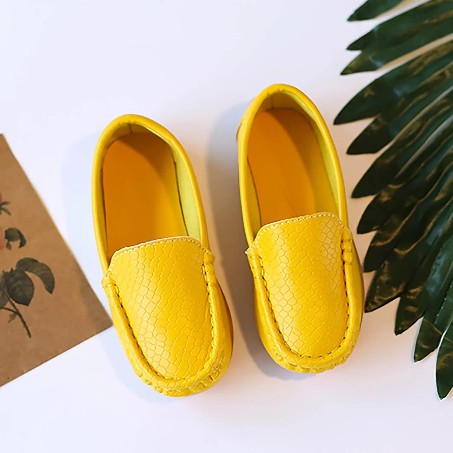 Toddler Little Kid Boys Girls Soft Slip On Loafers Dress Flat Shoes Boat Shoes Casual Infant Shoes Boys (Yellow, 21)