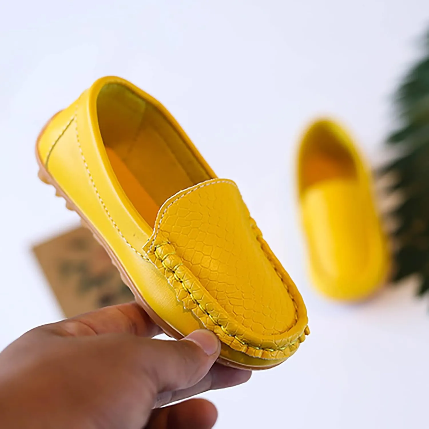 Toddler Little Kid Boys Girls Soft Slip On Loafers Dress Flat Shoes Boat Shoes Casual Infant Shoes Boys (Yellow, 21)