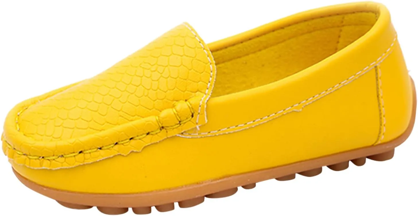 Toddler Little Kid Boys Girls Soft Slip On Loafers Dress Flat Shoes Boat Shoes Casual Infant Shoes Boys (Yellow, 21)