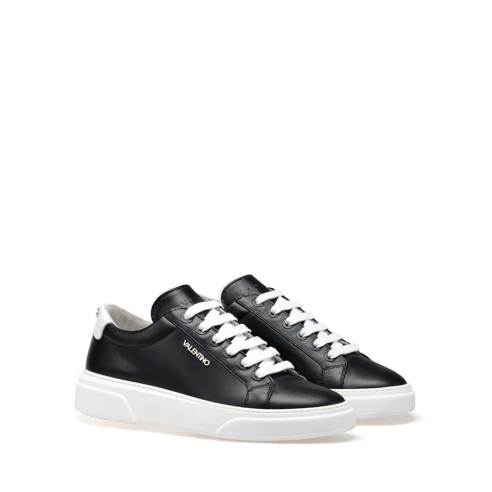 VALENTINO Sneakers Lace-Up in black and white calf