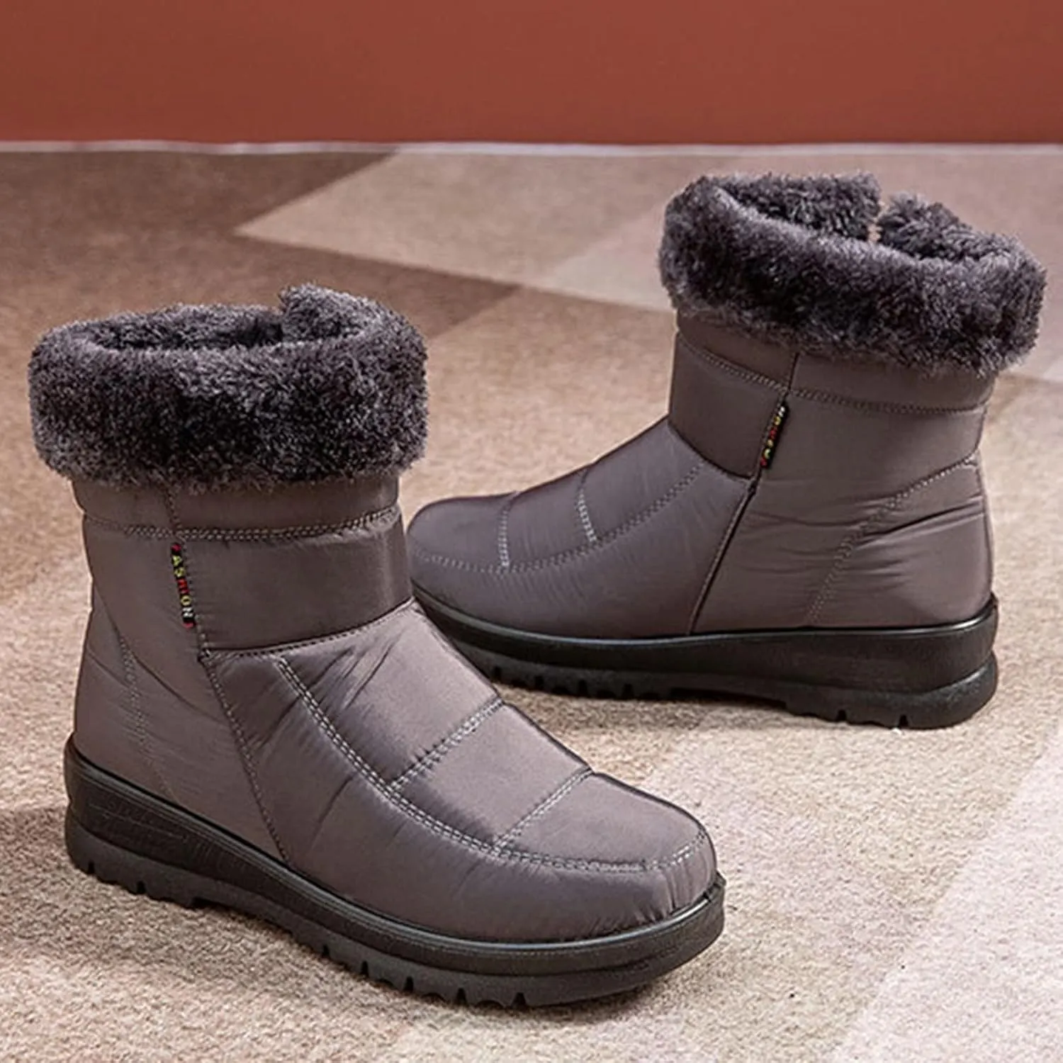 Waterproof Winter Boots Women Slip on Snow Boots for Women Ankle Booties Ladies Snow Boots Waterproof Wide Boots for Winter Fashion for Women Slip on Botas De Nieve Impermeables Para Mujer
