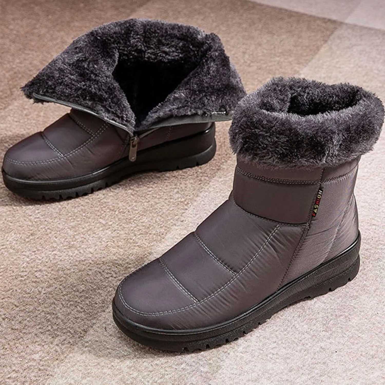 Waterproof Winter Boots Women Slip on Snow Boots for Women Ankle Booties Ladies Snow Boots Waterproof Wide Boots for Winter Fashion for Women Slip on Botas De Nieve Impermeables Para Mujer