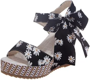 Wedge Sandals for Women 2025 Comfortable Dressy Platform Sandal Thick Heels Shoes Outdoor Walking&Office Work Open Toe Wedges Bow Ankle Strap Casual Beach Shoe Comfort Wear Breathable Fashion Footwear