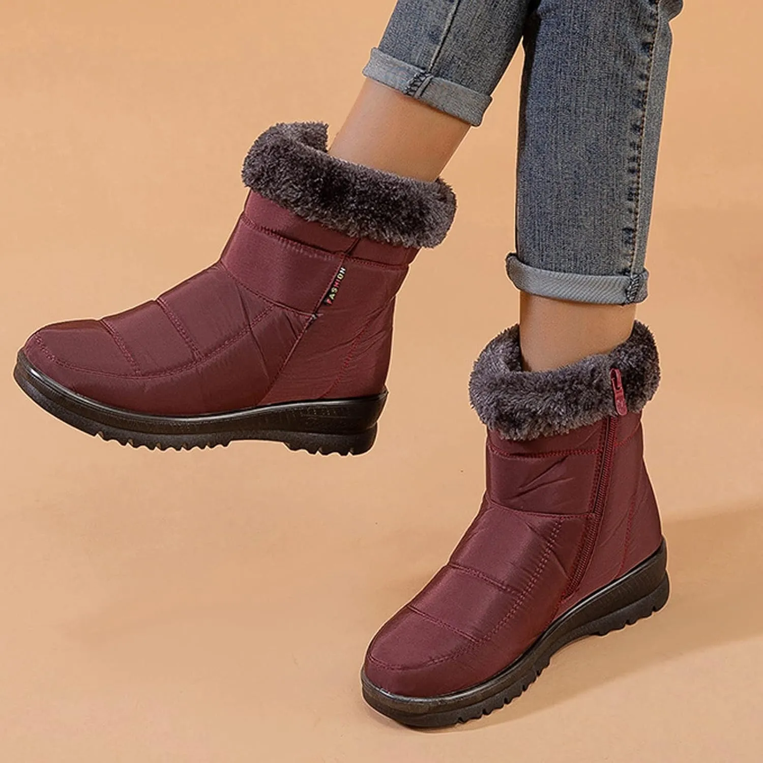 Wide Width Snow Boots Women 11 Women's Faux Fur Boot Furry Fluffy Short Snow Boot Mid-Calf Boots Fur Boots for Women Winter White Zapatos Para Invierno Mujer De Nieve Womens 9.5 Wide Winter Boots