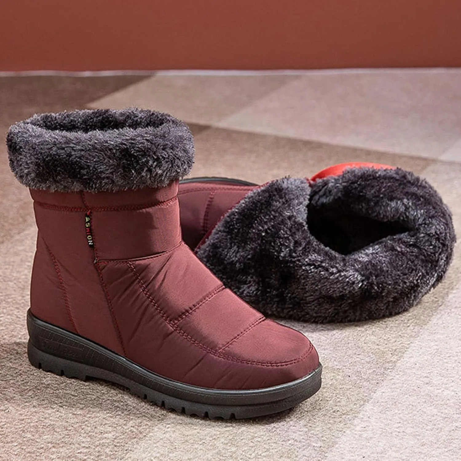 Wide Width Snow Boots Women 11 Women's Faux Fur Boot Furry Fluffy Short Snow Boot Mid-Calf Boots Fur Boots for Women Winter White Zapatos Para Invierno Mujer De Nieve Womens 9.5 Wide Winter Boots