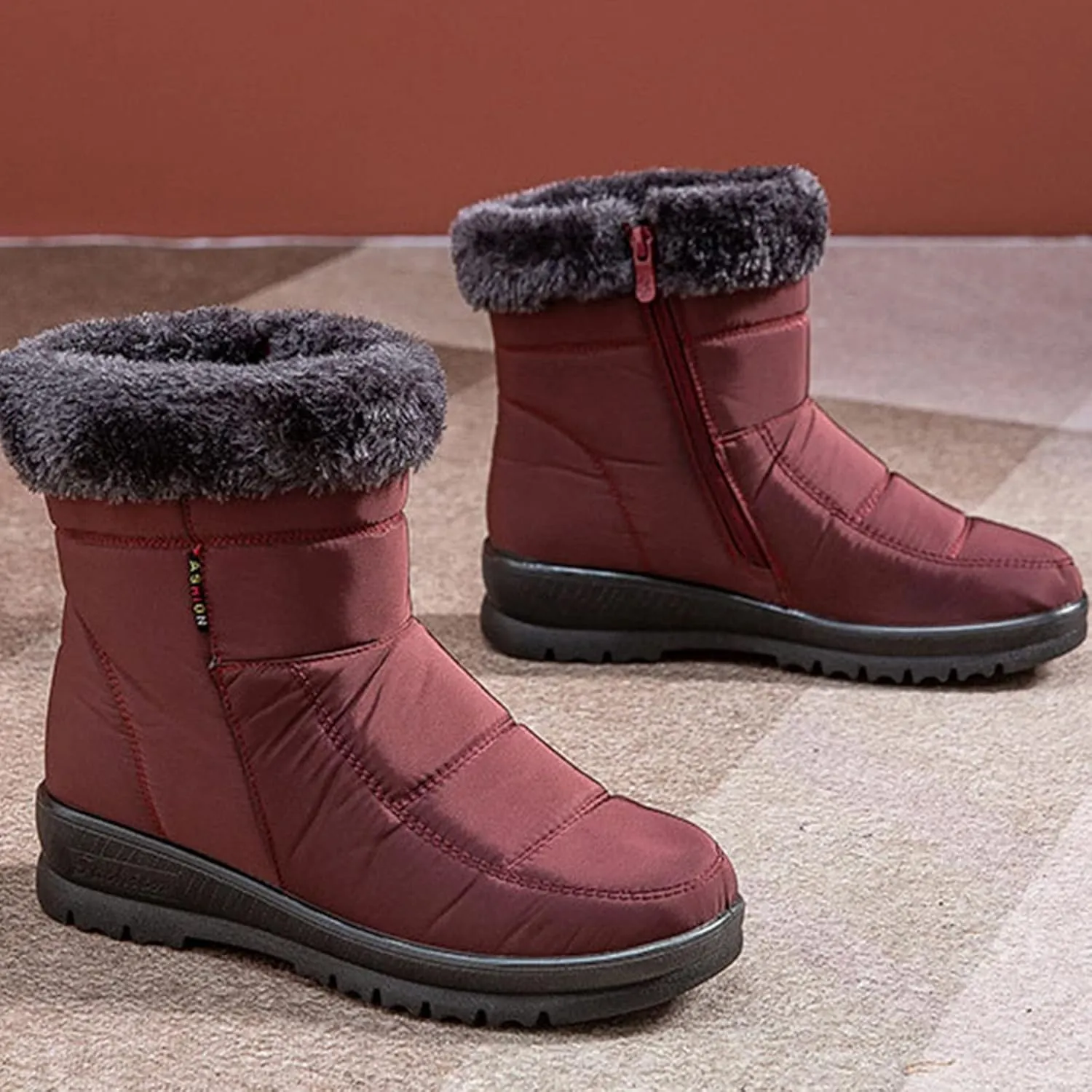 Wide Width Snow Boots Women 11 Women's Faux Fur Boot Furry Fluffy Short Snow Boot Mid-Calf Boots Fur Boots for Women Winter White Zapatos Para Invierno Mujer De Nieve Womens 9.5 Wide Winter Boots