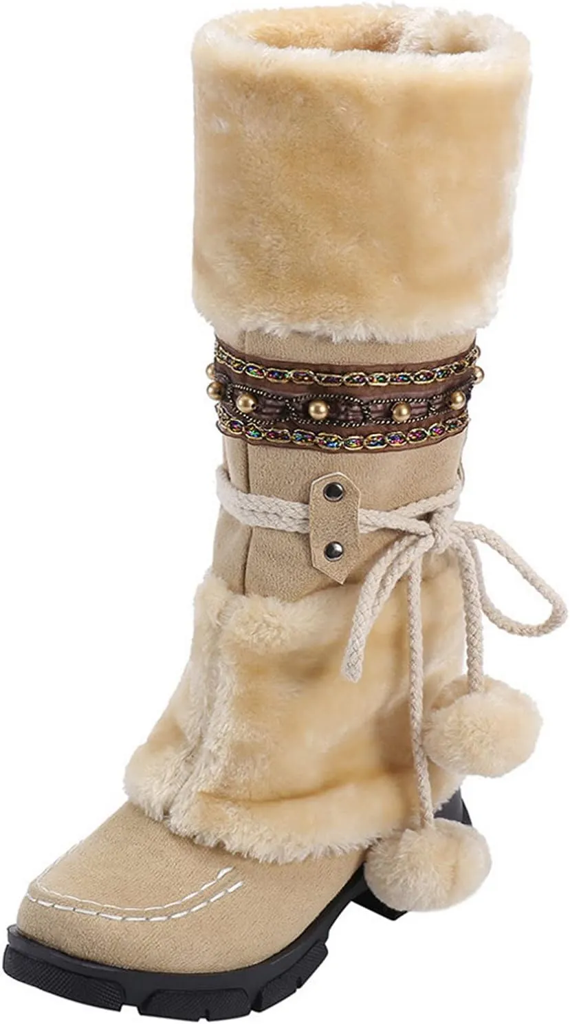 Winter Boots for Women Knee High Snowboard Boots Womens 9.5 White Warm Winter Boots Women Size 11 Tall Snow Boots Waterproof Womens Boots Wide Width