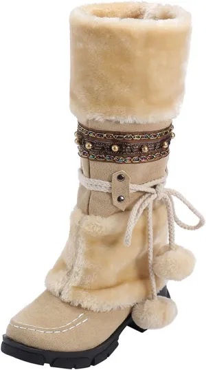 Winter Boots for Women Knee High Snowboard Boots Womens 9.5 White Warm Winter Boots Women Size 11 Tall Snow Boots Waterproof Womens Boots Wide Width