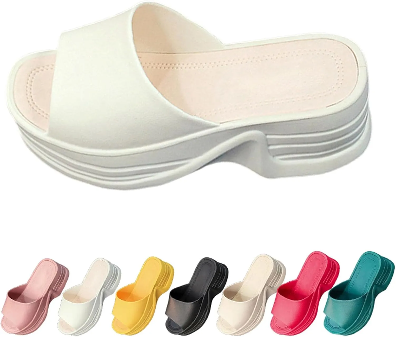 Women Platform Sandals Comfortable Open Toe Wedge Sandals Slip On Platform Slides for Women Summer Casual Beach Shoes